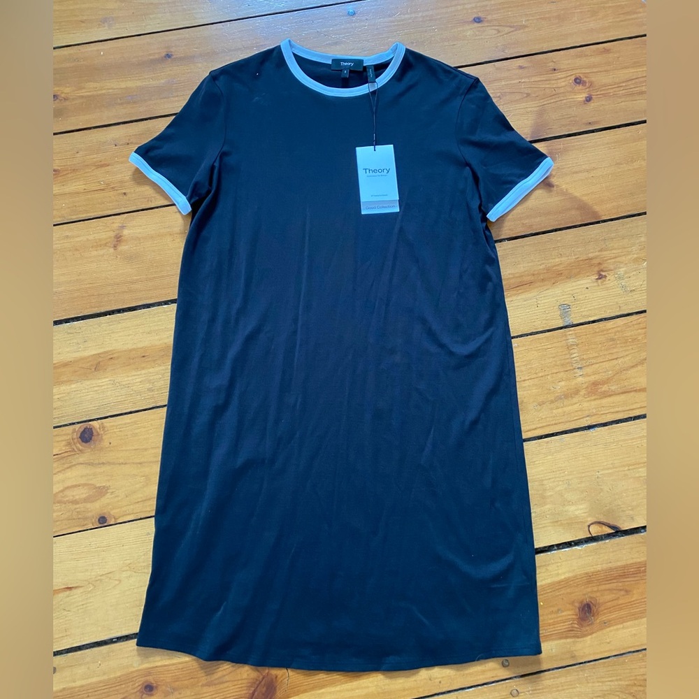 Theory NWT cotton black and white apex tee dress size small